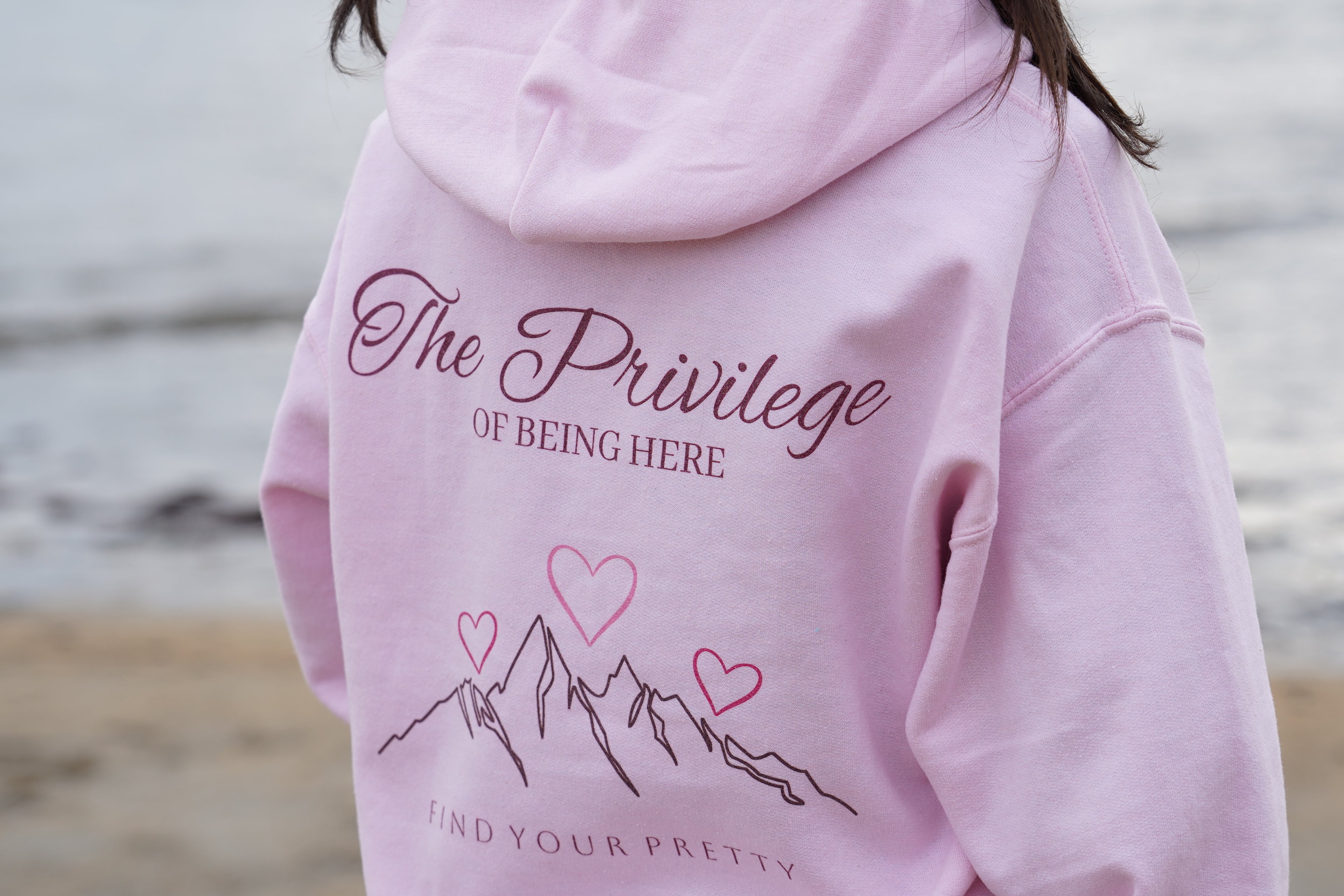 The Privilege of Being Here Hoodie in Light Pink | Pretty Peaks